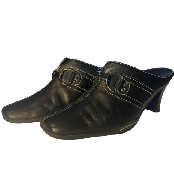 Aerosoles Cinch Worm Black Leather Slip-On Mules Sz 6 - Picture 1 of 1